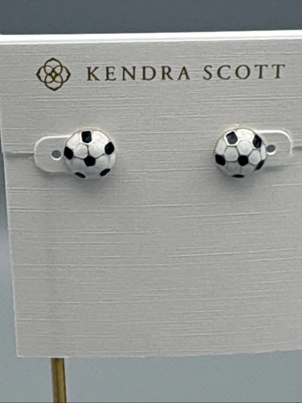 Kendra Scott Black, White, and Silver Tone Soccer Stud Earrings